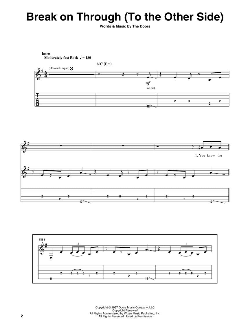 The Doors - Deluxe Guitar Play Along Volume 25 Book/Ola