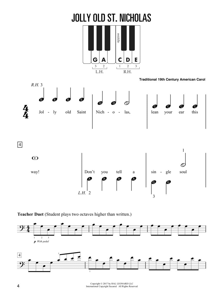 Hal Leonard Christmas Piano For Kids Book/Ola