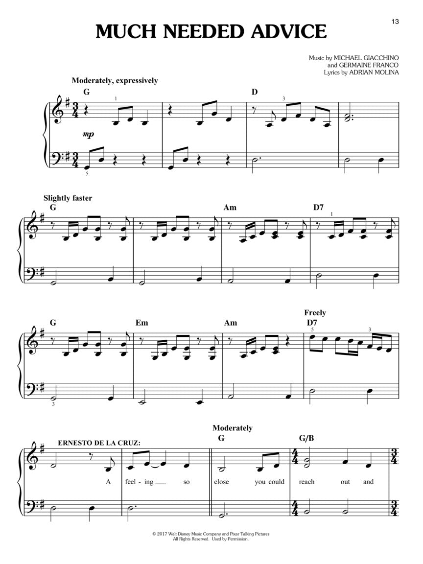 Coco Movie Soundtrack Easy Piano Book