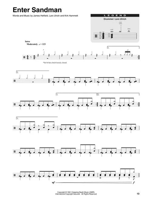Metallica 1991-2016 Drum Play Along Volume 48 Book/Ola