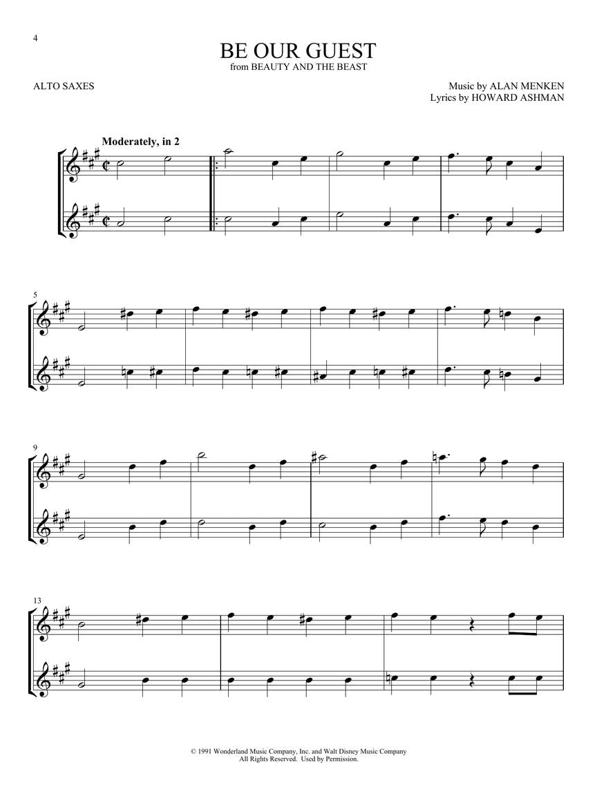 Disney Favorites For Two For 2 Alto Saxophones Book