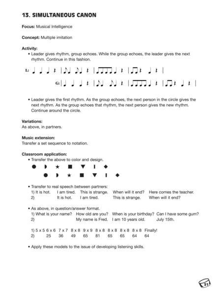 Sound Ideas Activities For The Percussion Circle