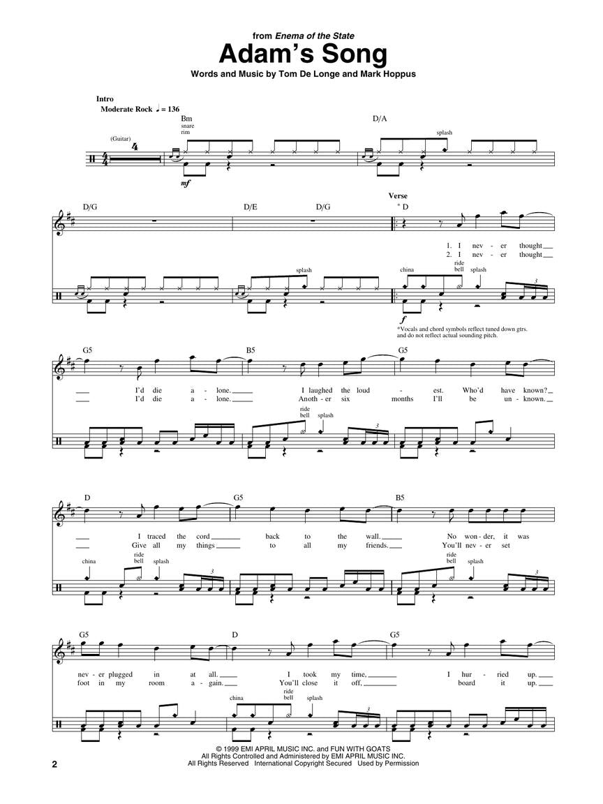 Best Of Blink 182 - Drum Transcriptions Book