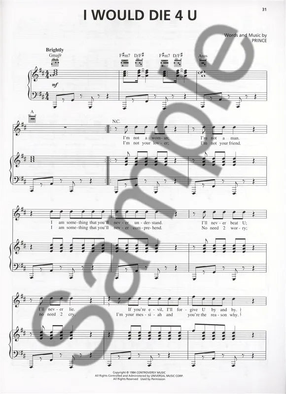 Prince - The Ultimate Piano/Vocal/Guitar Songbook (28 Songs)