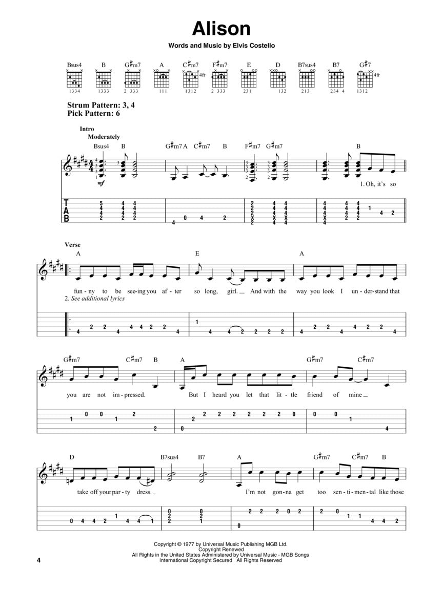 Folk Pop Songs Easy Guitar Notes & Tab Book (40 Songs)