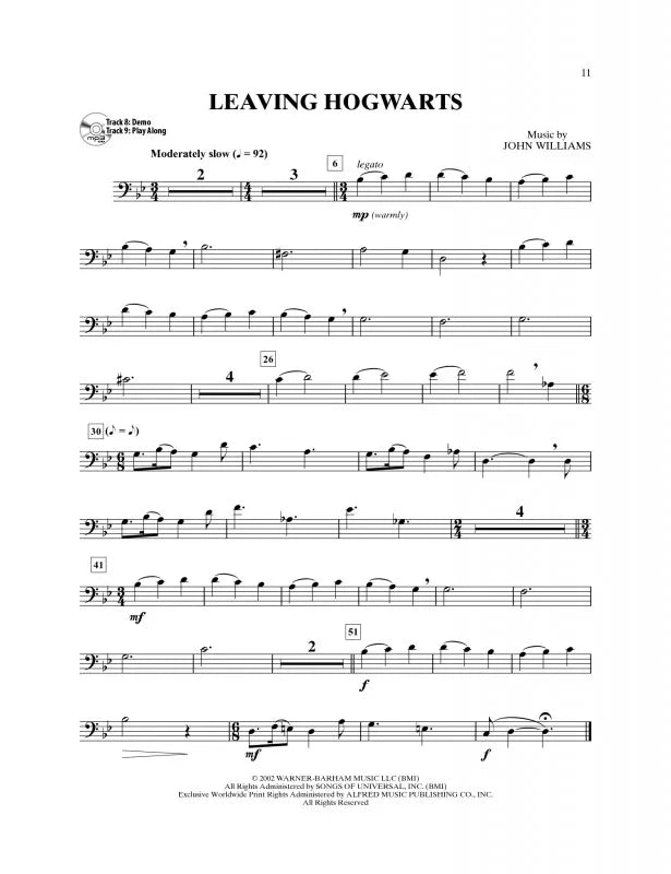 Harry Potter Instrumental Solos For Trombone Bk/Ola