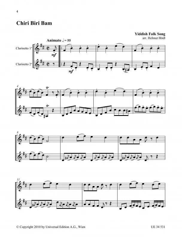Klezmer Clarinet - Duets Book