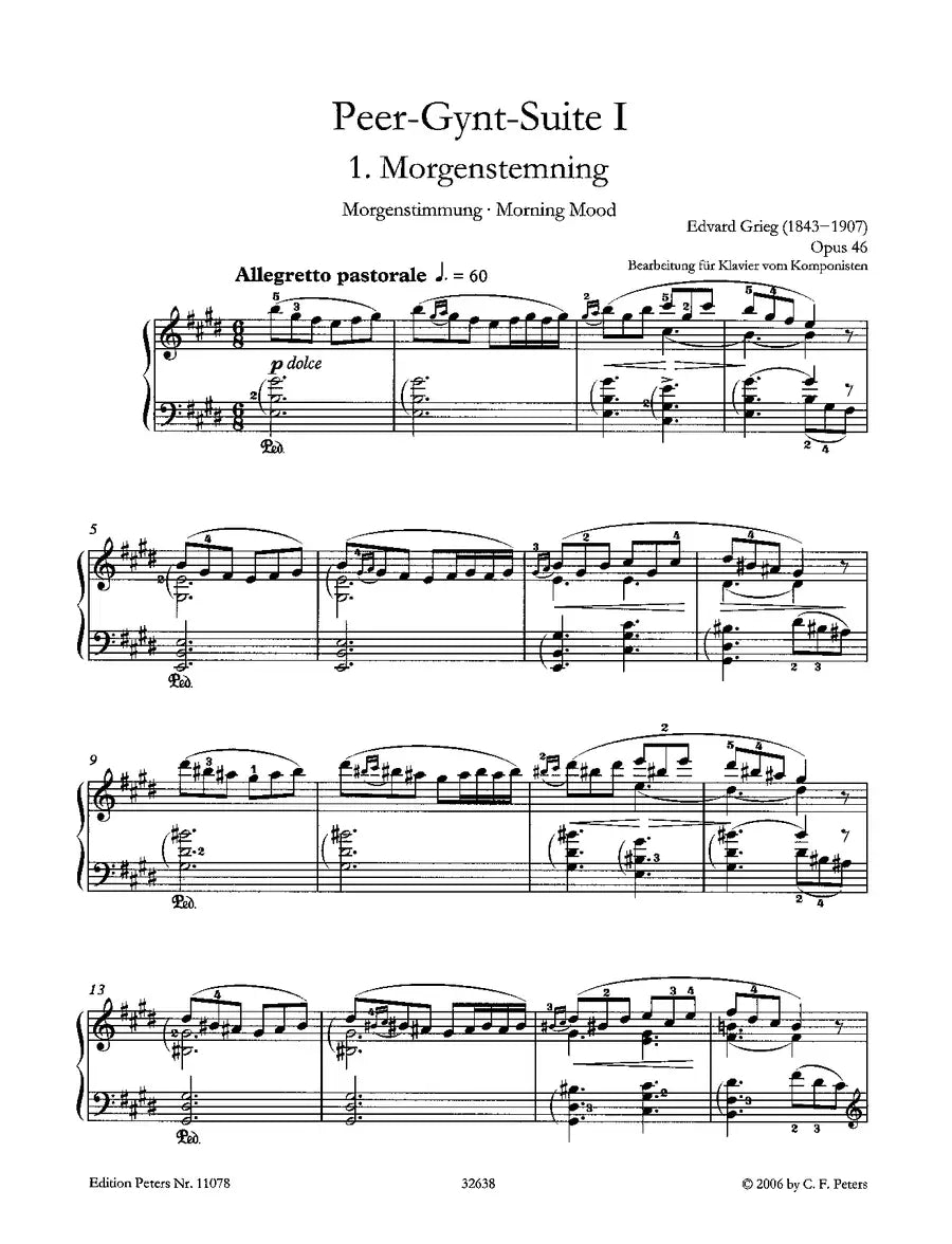Grieg - Peer Gynt Suite No.1 Op.46 Piano Book (New Urtext Edition)