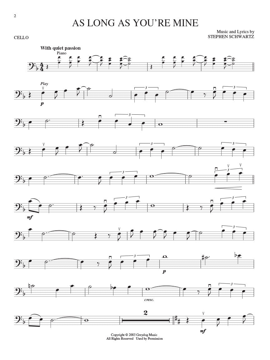 Wicked A New Musical For Cello Play Along Book/Ola (Arriving Early Jan)
