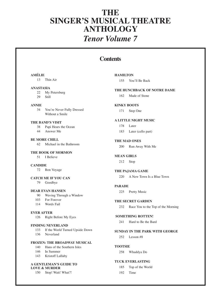 Singers Musical Theatre Anthology - Volume 7 Tenor Book