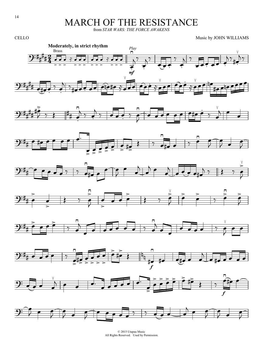 Star Wars Instrumental Play Along Cello Book/Ola