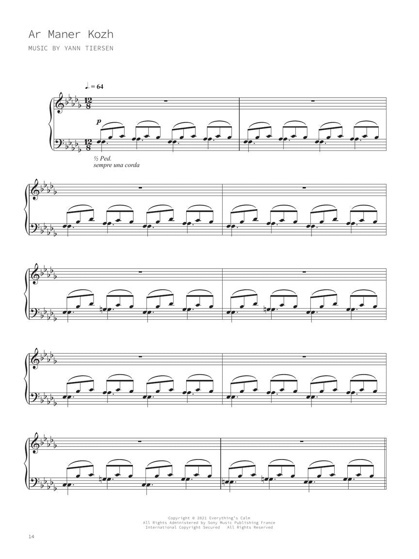 Yann Tiersen - Kerber Piano Solo Book