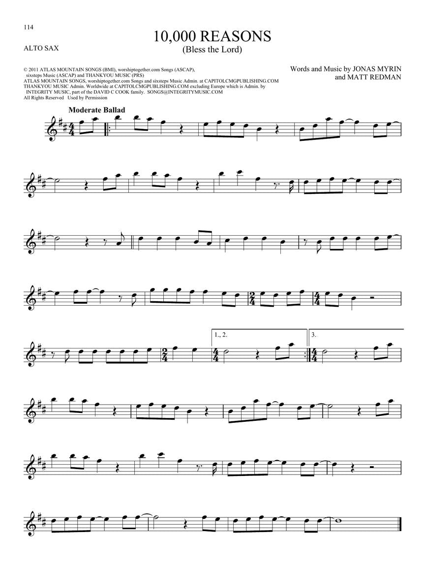 101 Worship Songs for Alto Saxophone Book