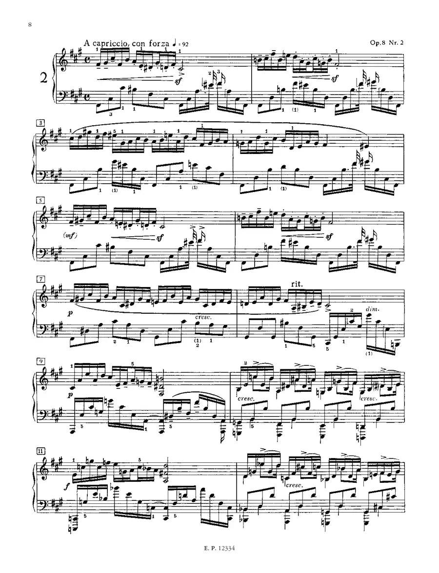 Scriabin - 12 Etudes Op 8 Piano Solo Urtext Edition Book