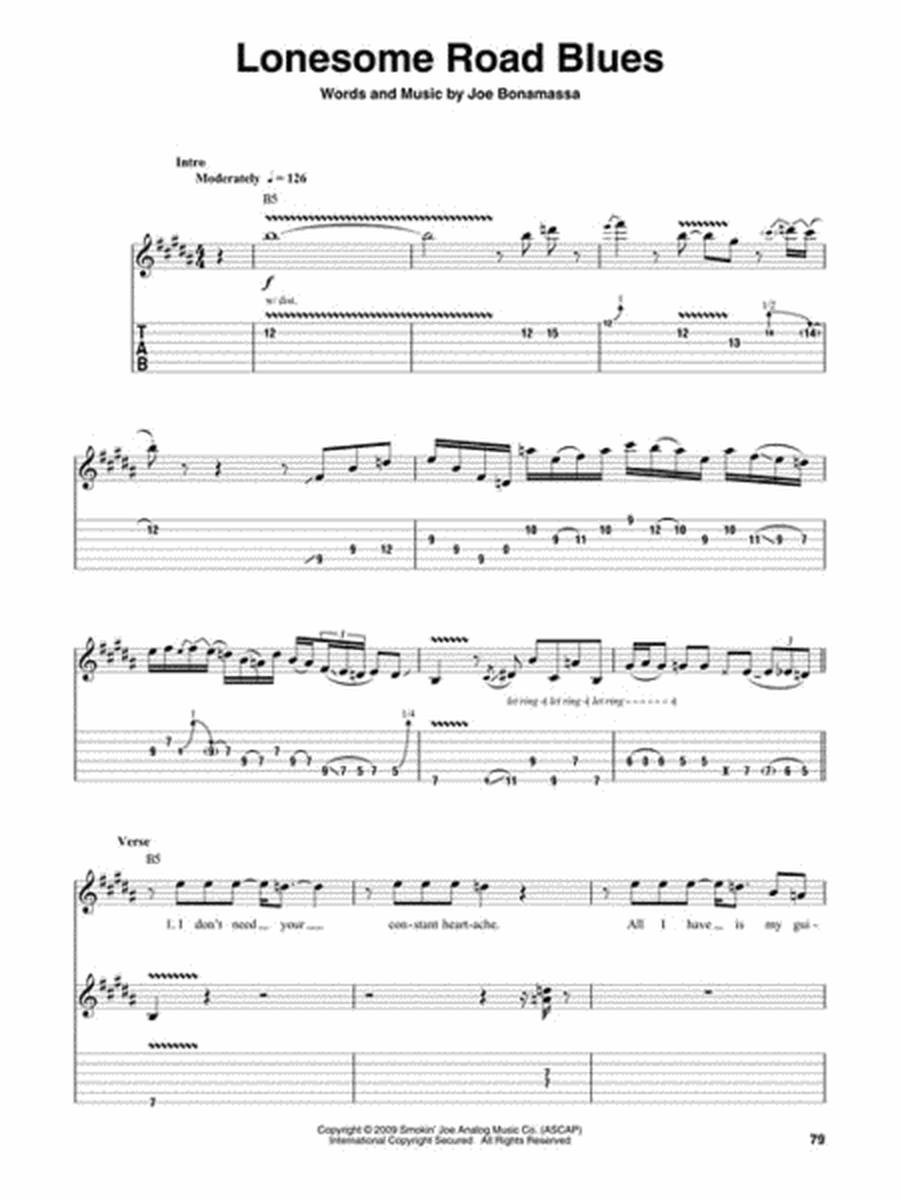 Joe Bonamassa Guitar Play Along Volume 152 Book/Ola