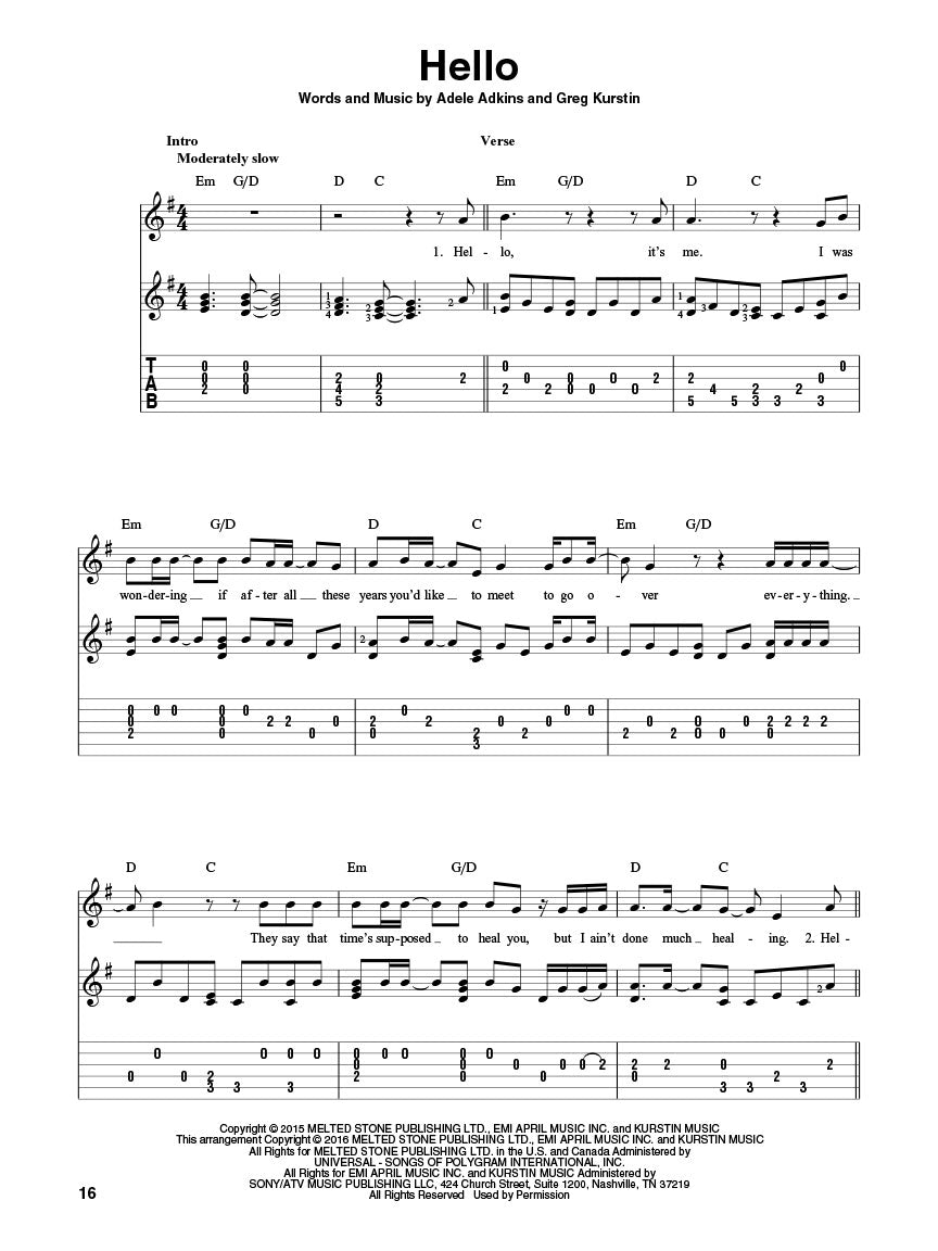 Fingerpicking Hit Songs Guitar Tab Book
