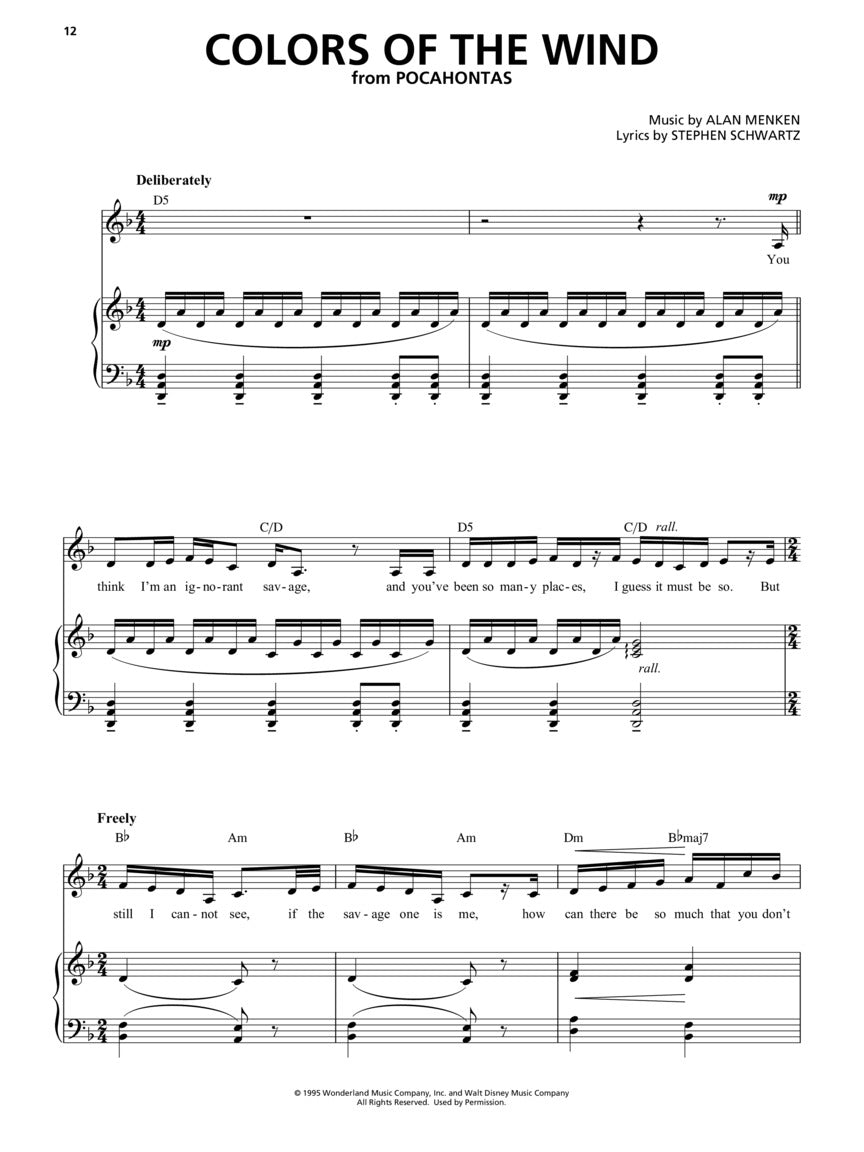 Disney Songs For Female Singers Book/Ola