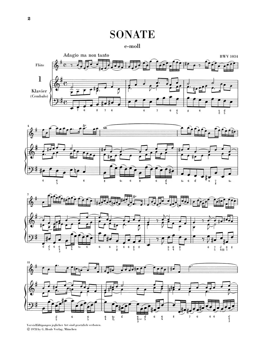 JS Bach - Sonatas Volume 1 Authentic Sonatas for Flute with Piano Accompaniment Book