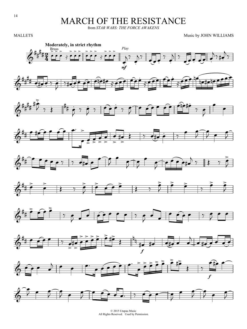 Star Wars Instrumental Play Along Mallet Percussion Book/Ola