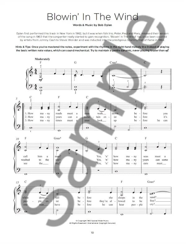 Bob Dylan - Really Easy Piano Songbook (16 Bob Dylan Classics)