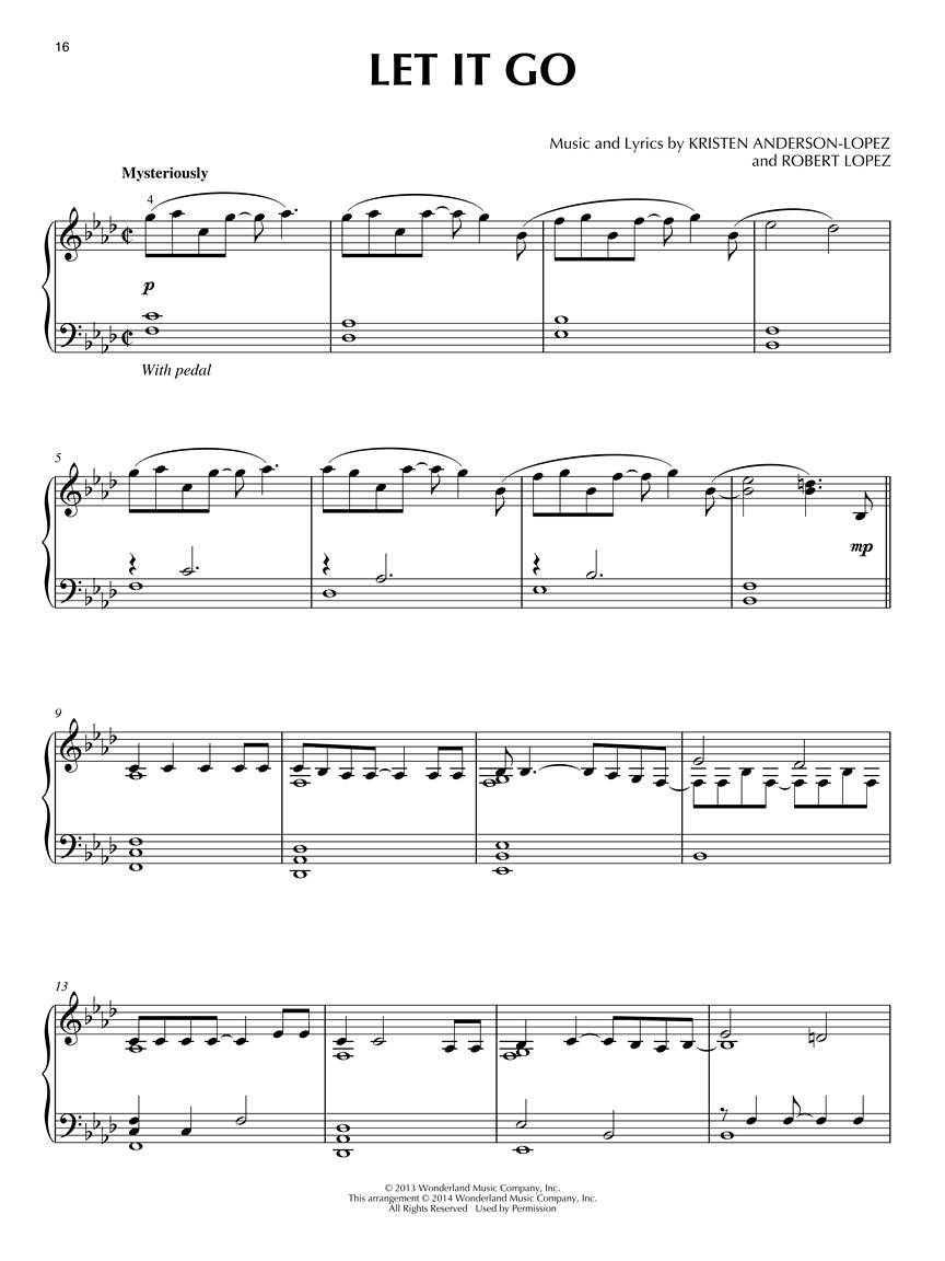 Frozen Music From The Motion Picture Piano Solo