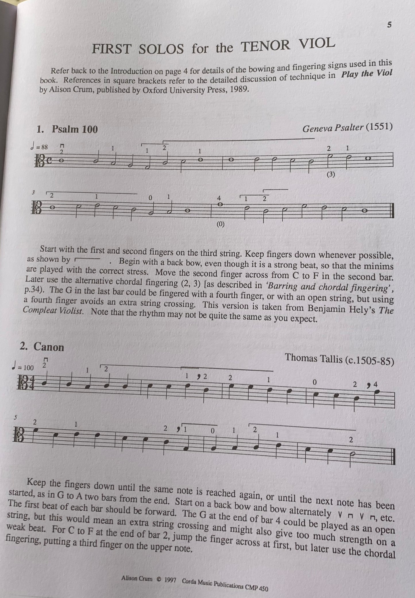 Alison Crum - First Solos for Tenor Viol Book