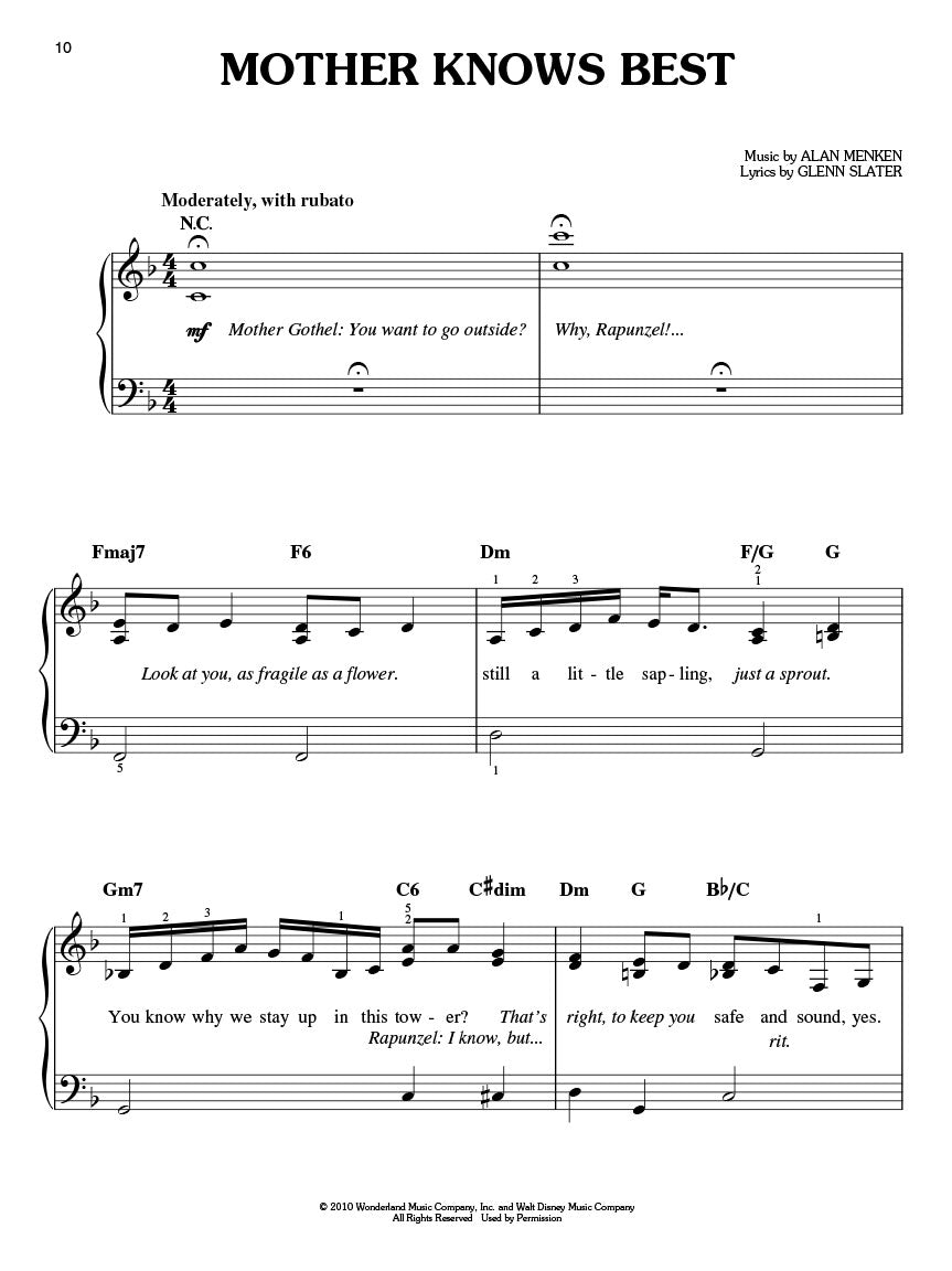 Tangled Disney Movie Selections - Easy Piano Book