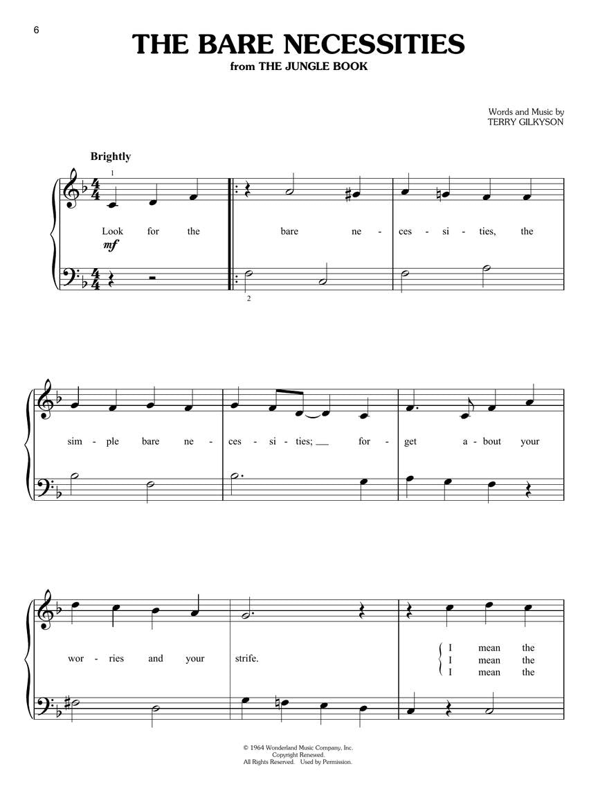 Simple Disney Songs - The Easiest Easy Piano Songs Book (50 Songs)