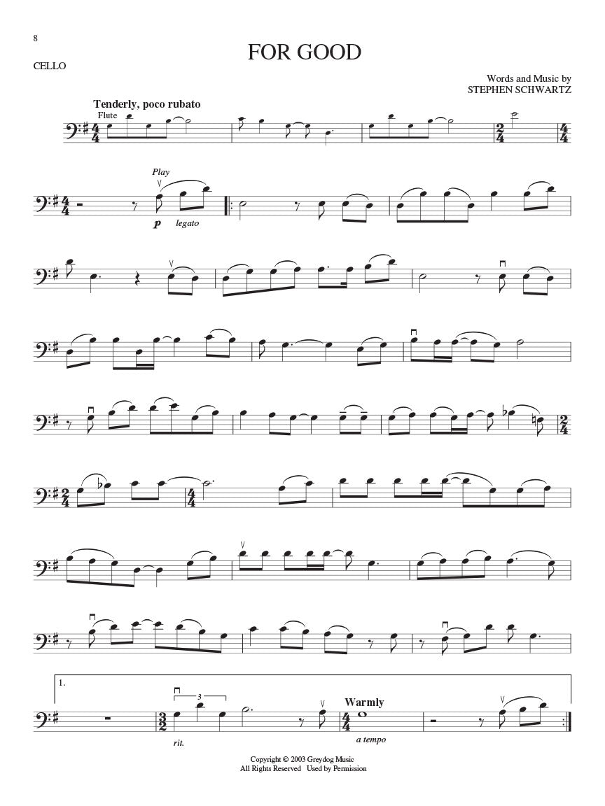 Wicked A New Musical For Cello Play Along Book/Ola (Arriving Early Jan)
