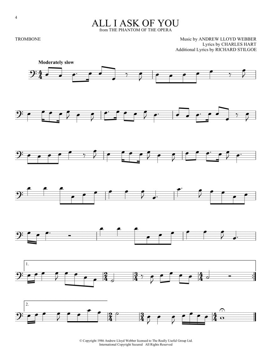 The Songs Of Andrew Lloyd Webber Trombone Book