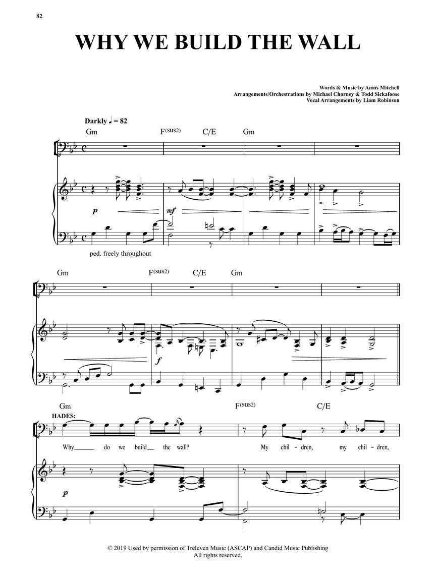 Hadestown Vocal Selections Book
