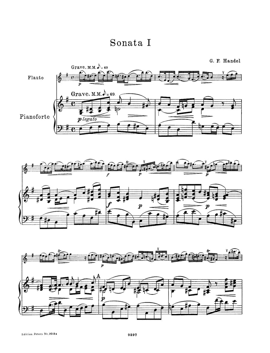Handel - Sonatas Volume 1 Nos 1-3 E Minor, G Minor, G Flute/Piano Book