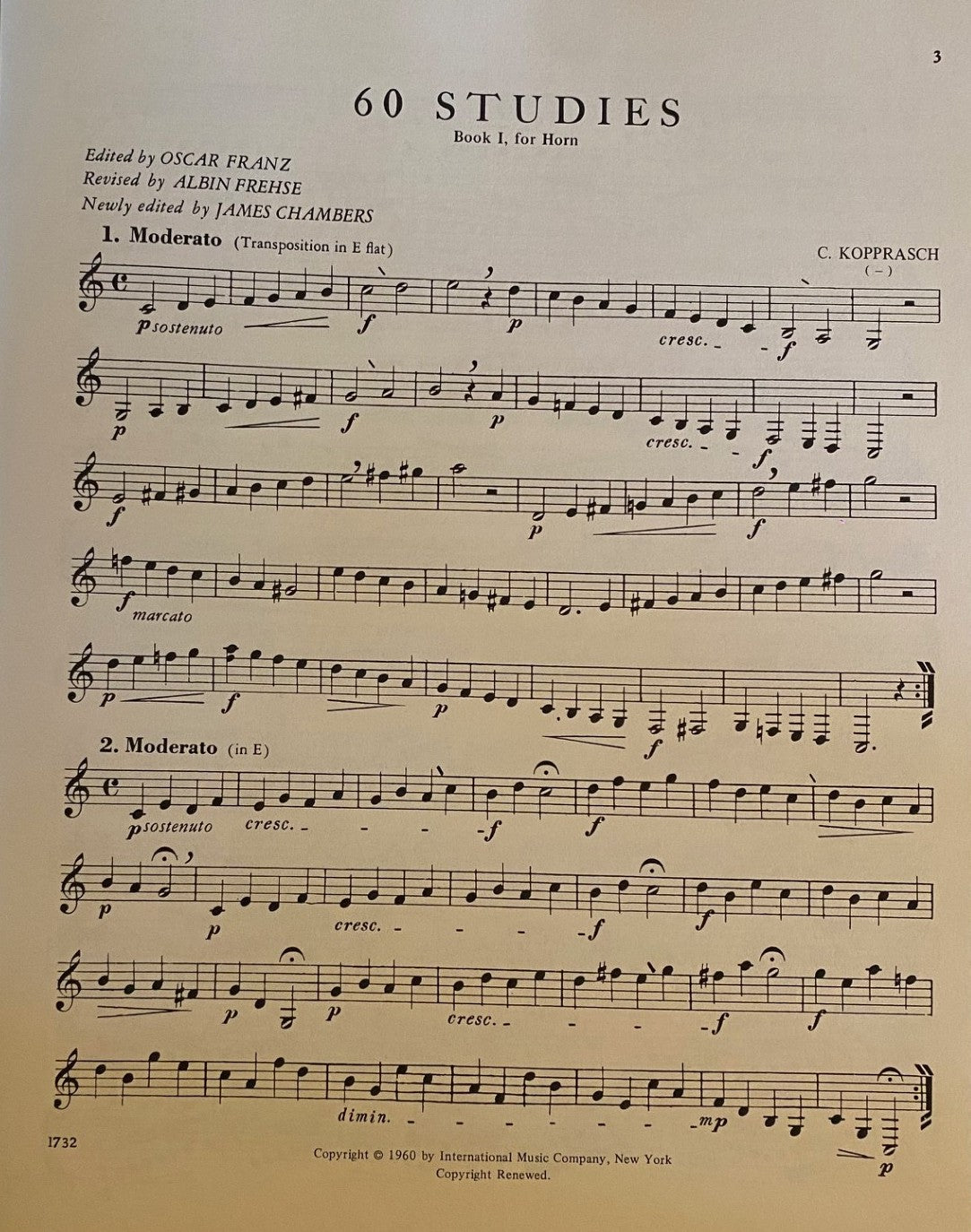 Kopprasch - 60 Studies Book 1 (Nos 1-34) French Horn Book
