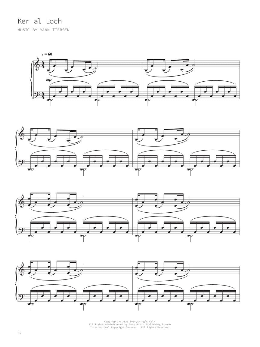 Yann Tiersen - Kerber Piano Solo Book