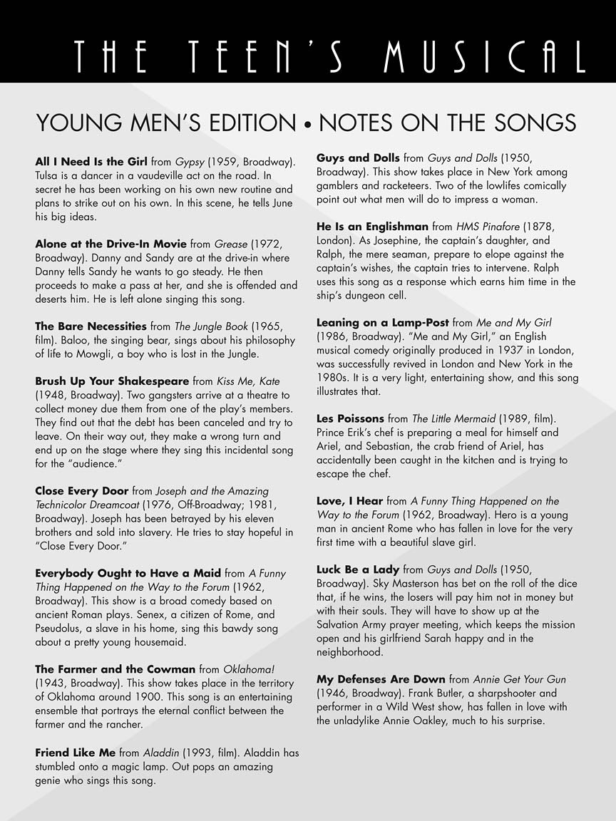 Teens Musical Theatre Collection Book (Mens Edition)