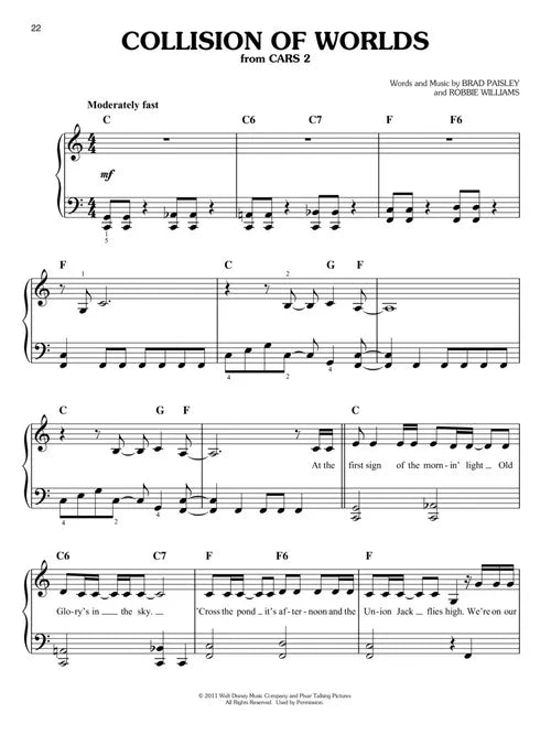 Cars - Easy Piano Collection