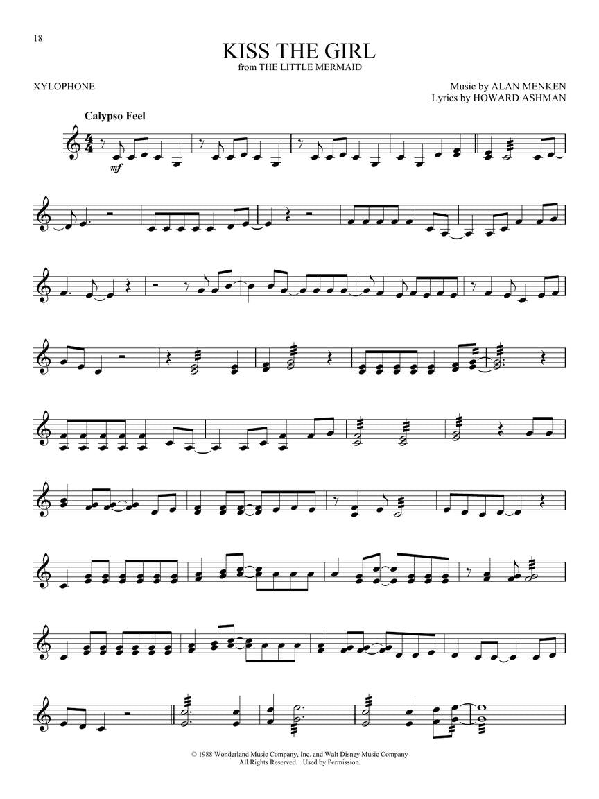 Disney Songs For Xylophone Book (25 Songs)