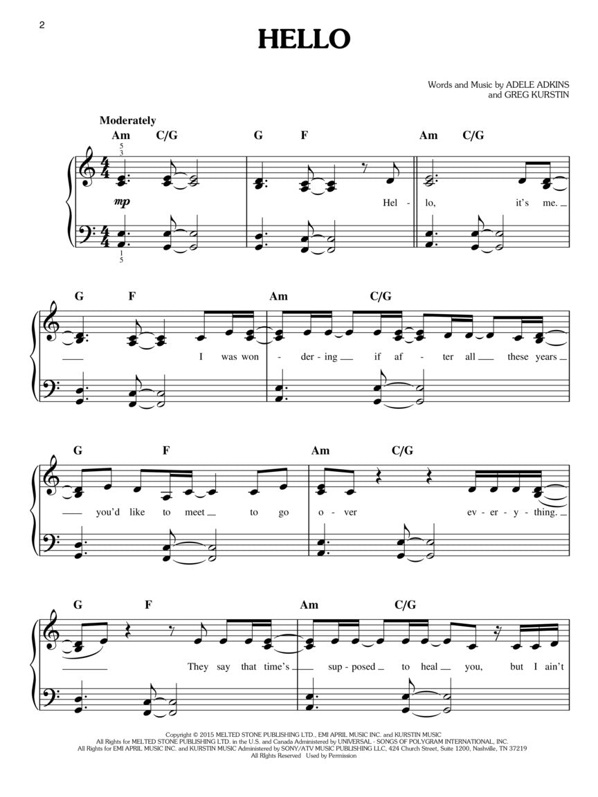Adele - 25 Easy Piano Songbook