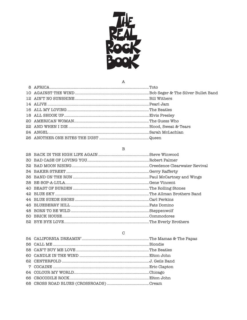 Real Rock Book Volume 1 - C Instruments (200 Songs)