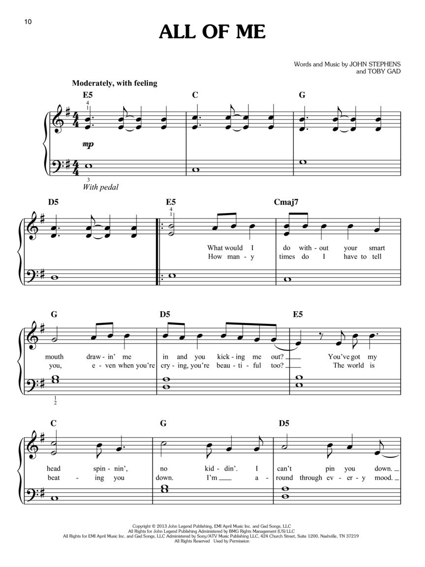 68 Hit Songs Of The 2010's - New Decade Easy Piano Series Book