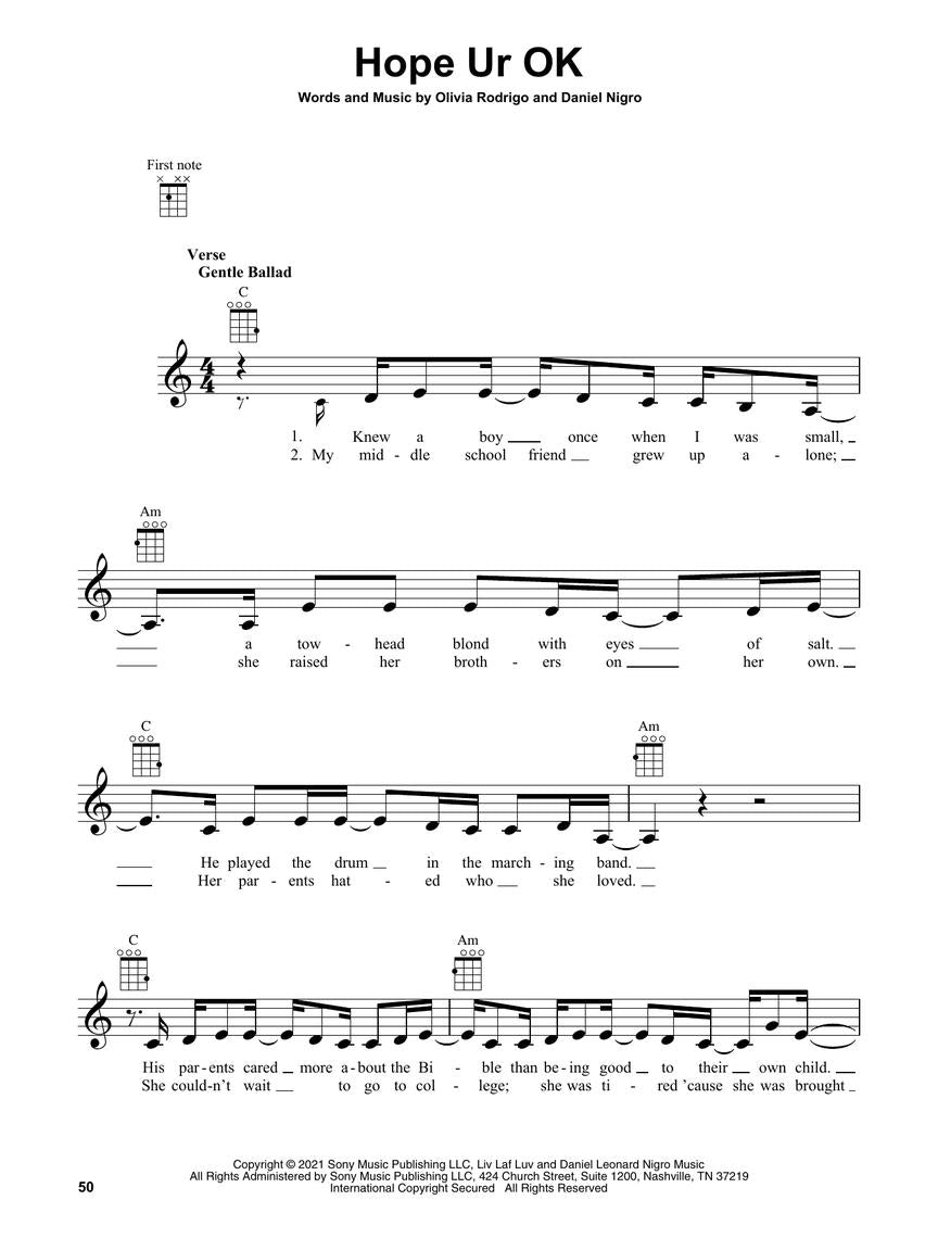 Olivia Rodrigo - Sour For Ukulele Songbook