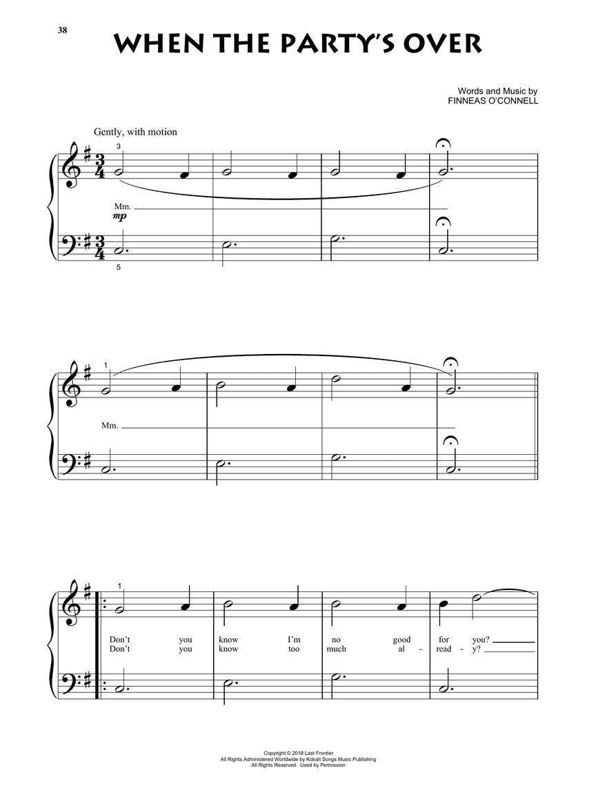 Billie Eilish For Beginning Piano Solo Songbook