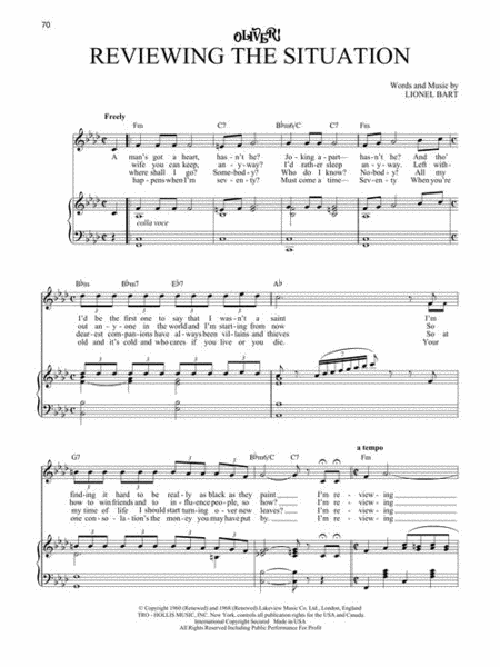 Oliver Vocal Selections PVG Rev Ed