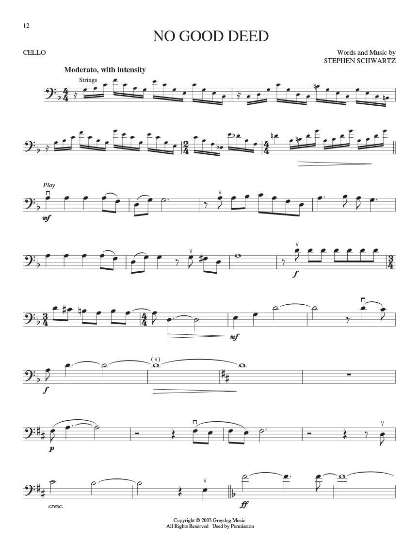 Wicked A New Musical For Cello Play Along Book/Ola (Arriving Early Jan)
