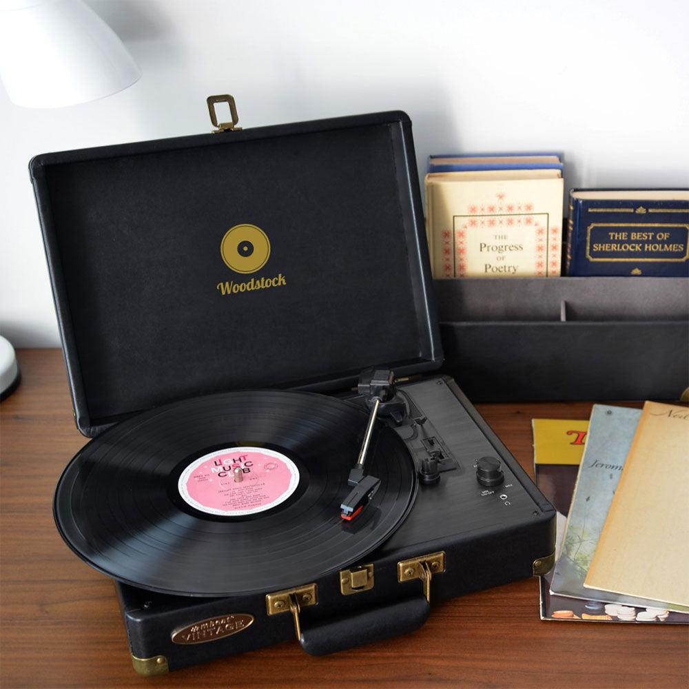 MBeat Woodstock Black Retro Turntable