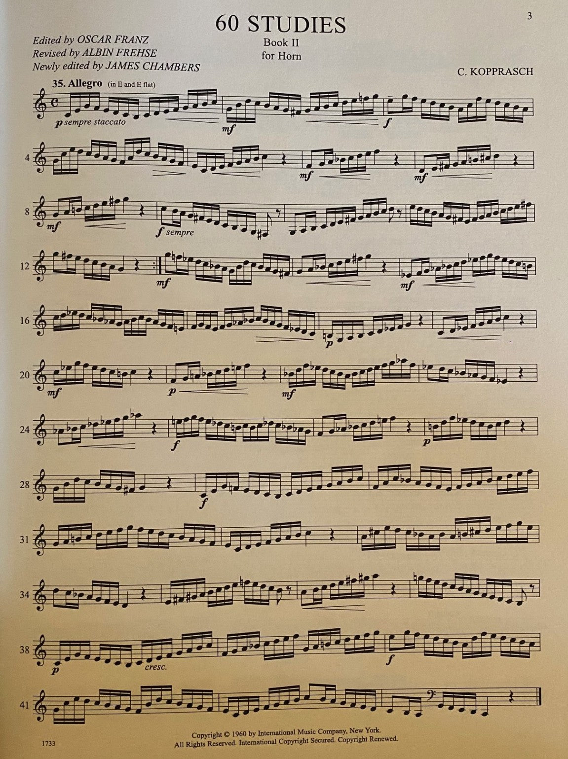 Kopprasch - 60 Studies Book 2 (Nos 35-60) French Horn Book