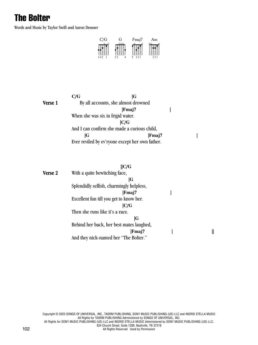 Taylor Swift - The Tortured Poets Department: Guitar & Vocal Anthology Book