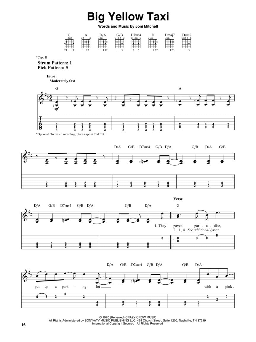 Folk Pop Songs Easy Guitar Notes & Tab Book (40 Songs)