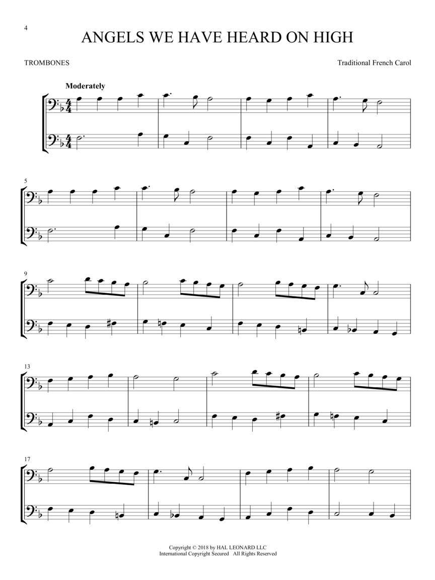 Christmas Carols For Two Trombones Duet Book