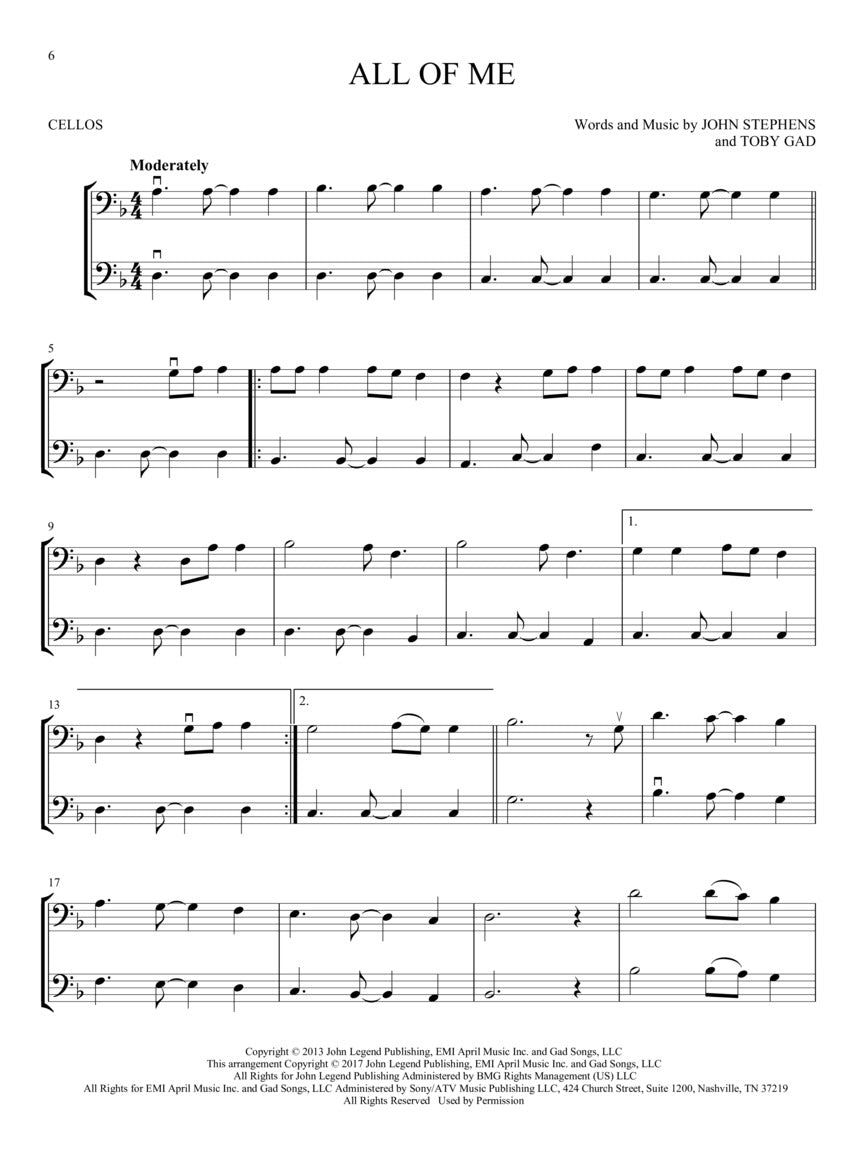 Hit Songs For Two Cellos Book